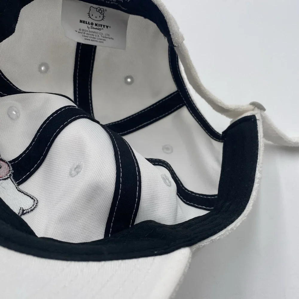 Sanrio Hello Kitty Hat Adult Strapback White Cotton Terry Cloth Cleaned See Pics